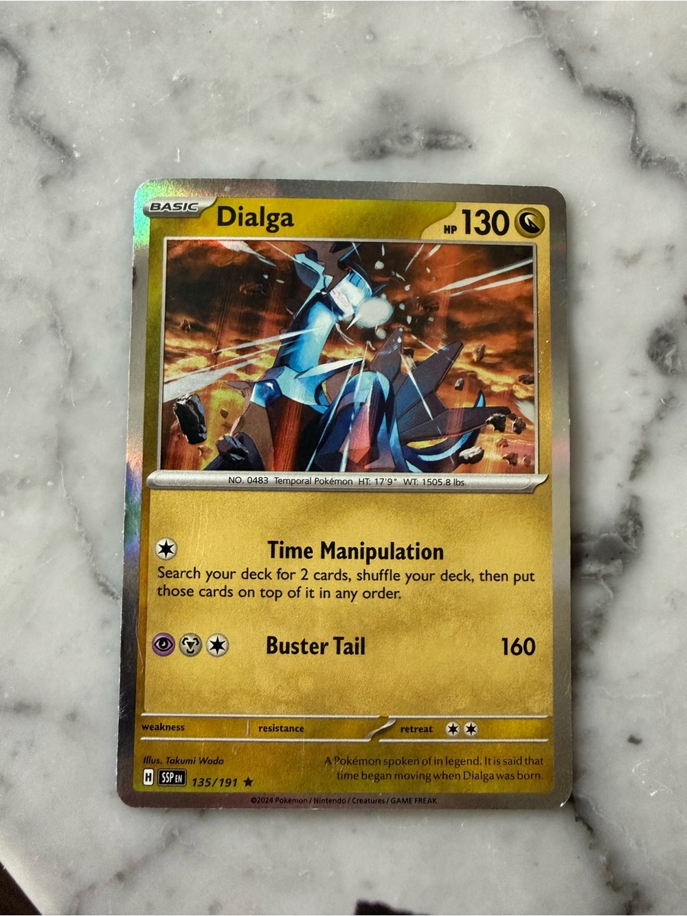 Pokemon Dialga Holofoil Card with Gold Trim